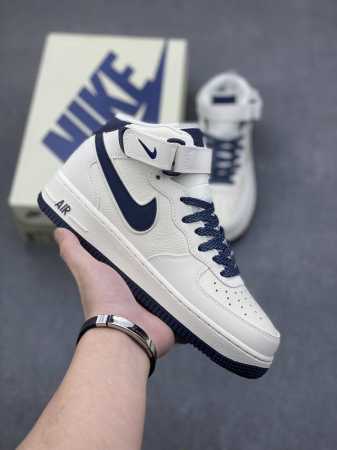 海外限量id定制 公司级 Nike Air Force 1 Mid 米深蓝 满天星中帮空军一号休闲板鞋 客供高亮3M反光 定制头成皮料 定制鞋盒 原楦原纸板 纯 - 点击图像关闭
