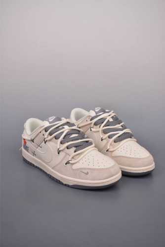 390 Nike Sb Dunk Low 米白灰Diy定制 解构抽绳鞋带 纯原大厂出品 极力推荐 原装头层材料 独家版型蒸餾加工 帶來的是更好的视觉和脚感体验