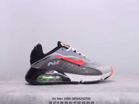 air Max 2090 蝉翼气垫运动跑鞋 黑绿蓝 Bv9977-001 鞋面采用了当下流行的透明蝉翼材质，不同位置采用不同透明度，带来丰富层次感，更大的全新 - 点击图像关闭