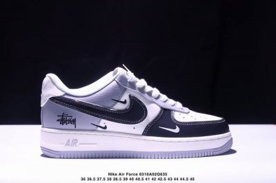 260 海外限量发售！公司级Nike Air Force 1 '07 Low “斯图西联名——黑灰白亮边”空军一号 低帮 运动鞋 休闲鞋 折边针车 工艺难度大