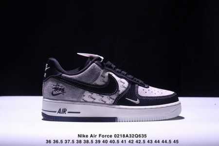 海外限量发售！公司级Nike Air Force 1 '07 Low “斯图西联名 双拼黑荔纹”空军一号 低帮 运动鞋 休闲鞋 折边针车 工艺难度大 原楦头原纸 - 点击图像关闭