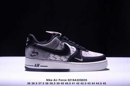 海外限量发售！公司级Nike Air Force 1 '07 Low “斯图西联名 双拼黑荔纹”空军一号 低帮 运动鞋 休闲鞋 折边针车 工艺难度大 原楦头原纸