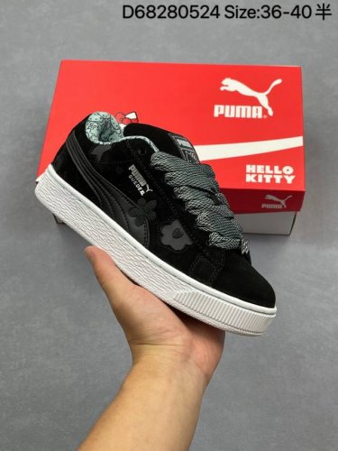 hello Kitty & Friends X puma Suede Xl 舒适柔软 防滑耐磨 低帮 板鞋 女款 黑色 货号 402381 01 尺码 36-4