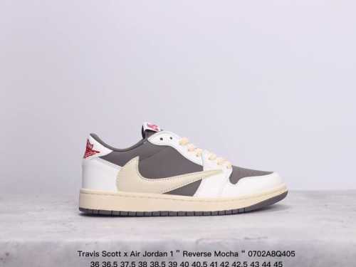 公司级aj1倒勾travis Scott X Air Jordan 1 ” Reverse Mocha “ Aj1乔1 Ts 闪电 联名倒钩 低帮文化篮球鞋 完