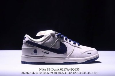 310 Nike Sb Dunk Low“卡哈特联名——米白蓝勾” 周年高端定制 低帮休闲板鞋 定制鞋盒 大厂纯原品质出货 超高清洁度 皮料切割干净无任何毛边