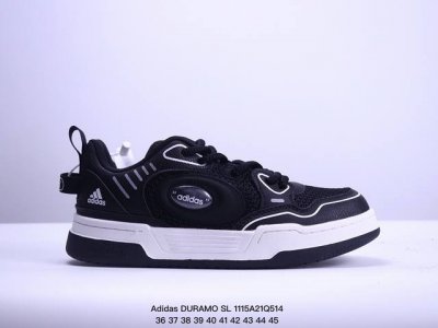 Adidas 阿迪达斯 阿迪达斯adidas Duramo Sl 男子跑鞋时尚板鞋，选用皮革拼接网材鞋面，质轻而柔软，透气吸汗且防臭。鞋侧饰以经典三条纹作装饰，