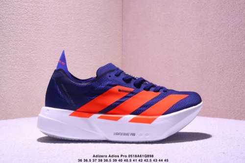 公司级Adidas Adizero Adios pro 4M 马拉松飞线贾卡轻质透气休闲运动跑步鞋 采用双层透气网纱 Flywire动态飞线绑缚鞋面材质 内置Z
