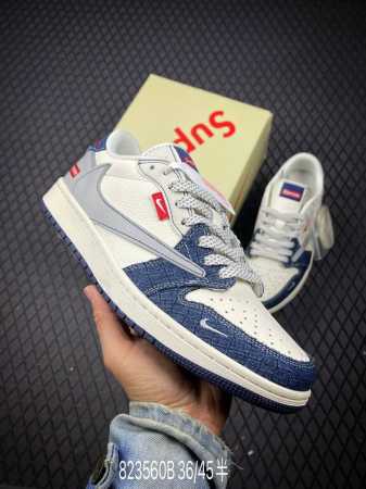B 公司级Aj1倒勾Travis Scott X Air Jordan 1 ” Reverse Mocha “ Aj1乔1 Ts 闪电 联名倒钩 低帮文化篮球鞋 - 点击图像关闭