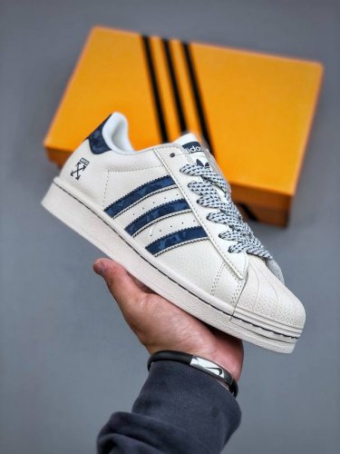 D版 Adidas Originals Superstar 联名款 米白蓝 经典贝壳头官网同步 实拍首发渠道正品订单 诠释市场最高工艺水平区别市面普通真标版本