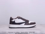 aj1倒勾travis Scott X Air Jordan 1 ” Reverse Mocha “ Aj1乔1 Ts 闪电 联名倒钩 低帮文化篮球鞋 完美品质