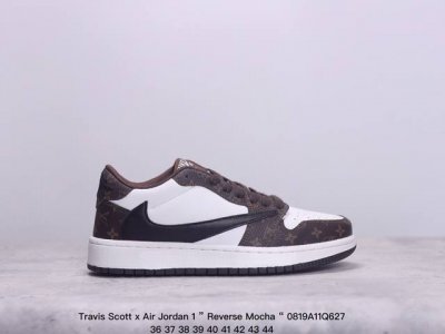 aj1倒勾travis Scott X Air Jordan 1 ” Reverse Mocha “ Aj1乔1 Ts 闪电 联名倒钩 低帮文化篮球鞋 完美品质