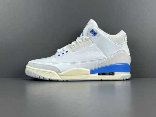 渠道优势 ！ 东莞产 Aj3 Jordan Air Jordan 3 “Lucky Shorts”北卡蓝 耐磨 低帮 复古篮球鞋 男款 白蓝 尺码40-48.5