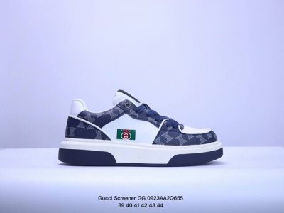 Gucci 轻奢单品鞋 广东品质原厂 高奢古驰gucci Screener Gg High-Top Sneaker休闲潮鞋系列意大利进口超软小牛皮+刺绣搭配 原