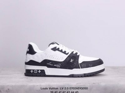 公司级路易威登 Louis Vuitton Lv 2.0路易威登板鞋 二代 拼接皮革 内嵌式绑带 新款 Lv Trainer最新配色运动鞋 L家 篮球鞋风格运动