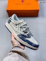 海外爆款限量发售 Travis Scott X Fragment Design X Jordan Air Jordan 1 Low Og Sp Lv联名 蓝牛仔