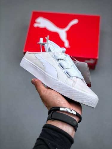 彪马puma Bari Mule Ribbon 穆勒懒人一脚蹬蝴蝶结帆布露跟半拖板鞋“帆布白淡蓝大鞋带”382331-02 尺码：35.5-39