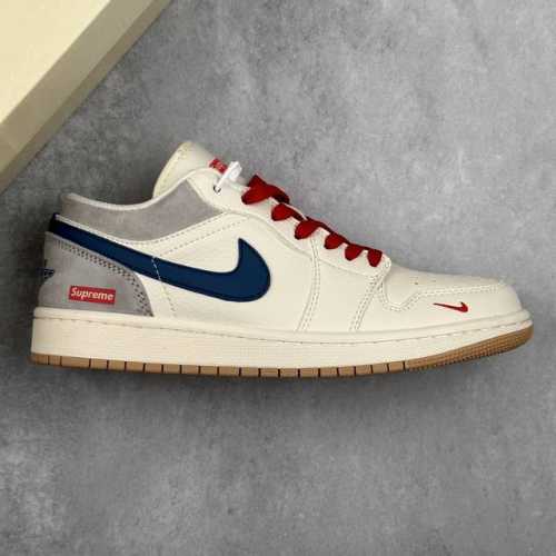 本地290 核心私 Air Jordan 1 Low Aj1 乔1 Supreme联名-米蓝生胶 高端定制 低帮复古篮球鞋 #定制鞋盒 大厂纯原品质出货 超高清