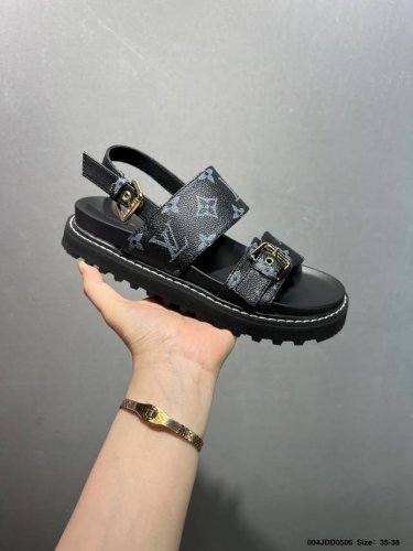 特价Louis Vuitton Lv路易威登2025夏季新款女士沙滩鞋凉鞋系列 鞋面：Lv经典老花面料搭配原版开模五金金属扣件 大底：原版开模大底 鞋码: 35