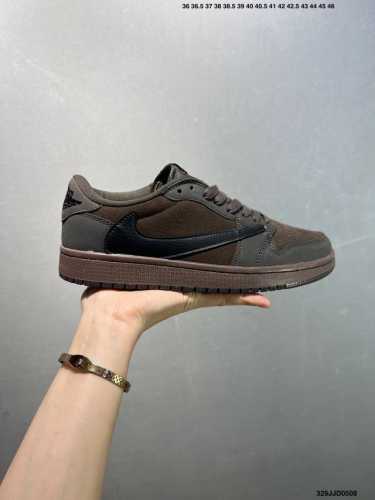 aj1倒勾Travis Scott X Air Jordan 1 ” Reverse Mocha “ Aj1乔1 Ts 闪电 联名倒钩 低帮文化篮球鞋 完美品质
