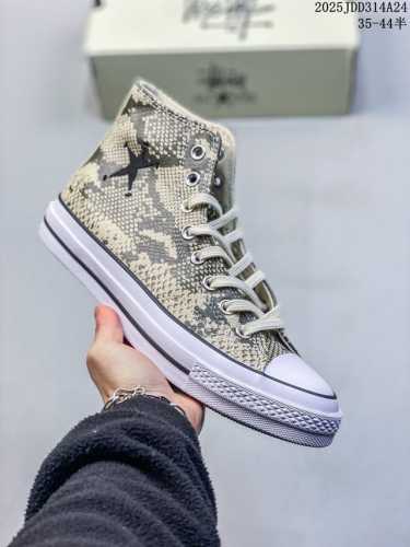 Stussy X Converse All Star Chuck 70 匡威 蛇纹时尚百搭 防滑耐磨 高帮 帆布鞋 货号:A11674C Size:35～44硫