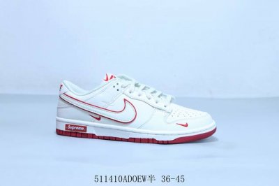 耐克 Nike Sb Dunk Low Pro 复古低帮 休闲运动滑板板鞋 白红 Supreme 货号 Dj -013 511410Adoew半 36-45
