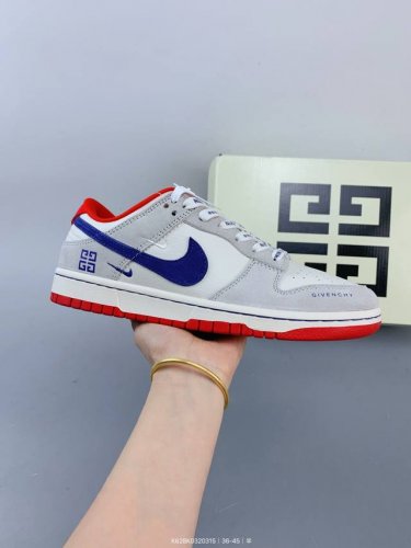 ：230 公司级 Nike Sb Dunk Low“ 纪梵希联名——灰蓝红双小勾” 周年高端定制 低帮休闲板鞋 定制鞋盒 大厂纯原品质出货 超高清洁度 皮料切割