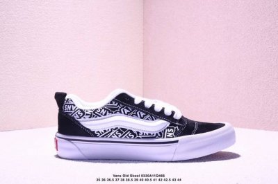 新款Vans Knu Skool 耐磨透气低帮板鞋男女同款款 黑白万斯定制大Logo涂鸦面包鞋。可涂鸦面包鞋。随心所欲乱图乱画板。 图过来了不接受退货 颜色:V