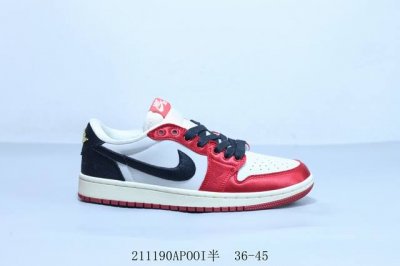 乔丹Air Jordan 1 Low Aj1 乔1低帮复古文化休闲运动篮球鞋黑白红丝绸 211190Apooi半 36-45