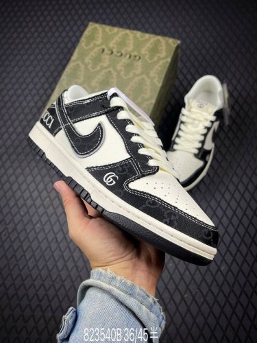 B nike Sb Dunk Low 古驰联名 牛仔布黑白 高端定制 低帮休闲板鞋 定制鞋盒 大厂纯原品质出货 超高清洁度 皮料切割干净无任何毛边 细节完美 货