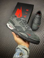 c air Jordan 4 Remastered Aj4 乔4重制麂皮黑色 Hf4334-004 #改造后的设计采用了别致的黑色、由纺织网布、皮革和麂皮混合而