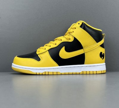 渠道优势，！ 纯原版 Dunk Wu-Tang X Nike Dunk High 舒适百搭 防滑耐磨 高帮 板鞋 男女同款 黄黑色 尺码40-47.5 货号hj