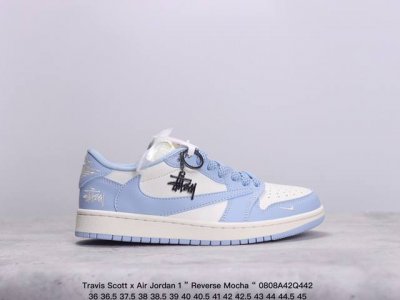 公司级aj1倒勾travis Scott X Air Jordan 1 ” Reverse Mocha “ Aj1乔1 Ts 闪电 联名倒钩 低帮文化篮球鞋 完