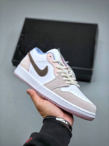 Air Jordan 1 Low Aj1 乔1雕花粉 低帮文化休闲运动板鞋 Ib8859 101 市场唯一独家头层皮打造 原鞋原档案开发 原厂皮料 原档冲孔鞋头