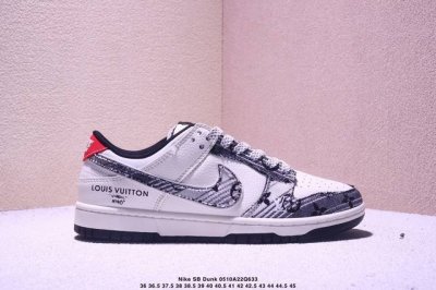 海外爆款限量发售！公司级 Nike Sb Dunk Low“Lv联名 白灰黑底配色” 高端定制 低帮休闲板鞋 定制鞋盒 大厂纯原品质出货 超高清洁度 皮料切割干