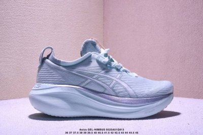 公司级Asics Gel-Nimbus 27 舒适防滑耐磨低帮休闲跑步鞋 鞋底采用了轻质发泡材料 并在后跟和前掌处采用了Asics亚瑟士核心科技-Gel缓震胶