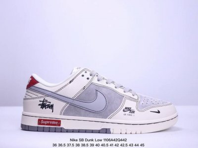 海外爆款限量发售！公司级 Nike SB Dunk Low“斯图西联名 灰白浅灰勾” 周年高端定制 低帮休闲板鞋 定制鞋盒 大厂纯原品质出货 超高清洁度 皮料切