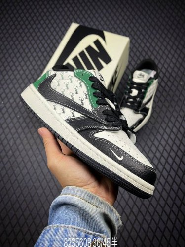 Travis Scott X Fragment Design X Air Jordan 1 Low Og Sp Aj1 斯图西联名-黑绿英文 低帮文化休闲板鞋