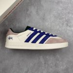 本地 核心私 stussy X Adidas Original Samba Og 斯图西 X 阿迪达斯 低帮 联名灰白蓝 桑巴防滑耐磨轻便板鞋 鞋身整体采用米白