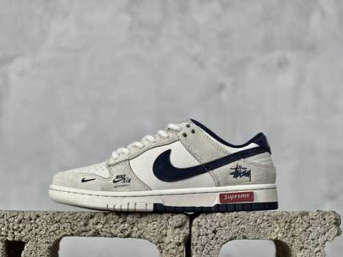 Nk Sb Dunk Low Supreme X 斯图西三方联名-米白深蓝勾 周年高端定制 低帮休闲板鞋 Sj2068-271 #定制鞋盒 大厂纯原品质出货 超