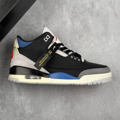 本地420 核心私 【F版】Air Jordan 3 Retro "Rare Air" 黑灰蓝 Aj3 乔3 黑灰蓝 乔丹篮球鞋系列 鞋身整体以磨砂材质打造，配