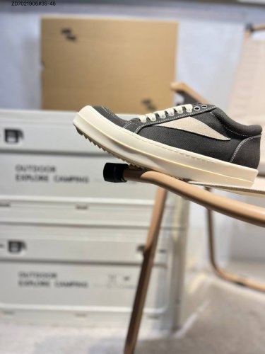 rick Owens 复古百搭 时尚 舒适透气 耐磨 休闲鞋 市售最高版本 Rick Owens 瑞克 欧文斯 粗鞋带 低帮高街休闲运动板鞋 原鞋开发 独家私模