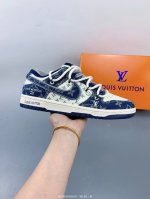 公司级 Nike Sb Dunk Low“Lv联名 绑带蓝白牛仔蓝勾” 周年高端定制 低帮休闲板鞋 定制鞋盒 大厂纯原品质出货 超高清洁度 皮料切割干净无任何毛