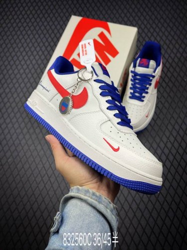 Nk Air Force 1'07 Low 冠军联名-蓝白红 空军一号低帮休闲板鞋 KK1988-002 #原楦头原纸板 原装鞋盒 定制五金配件 内置全掌气垫