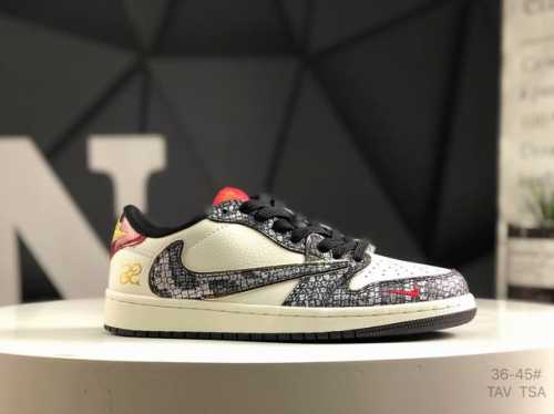 头层带半码 耐克 Travis Scott X Fragment Design X Air Jordan 1 Low Og Sp Aj1 乔1 蛇年限定 蛇鳞红