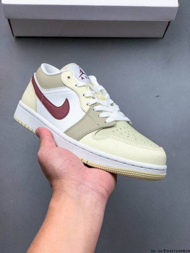 公司级头层！耐克Nike Air Jordan 1 Low Aj1 乔1 低帮潮流运动休闲板鞋。Aj1 低帮拼接 完美版型真头层牛皮# 内置缓震气垫 原鞋开模