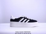 Cs版 Adidas Gazelle Bold系列 黑白 35.5-40 货号hq6912 出货正确黑兰反绒皮正确原厂条纹本白中底布 Xm1128Q442