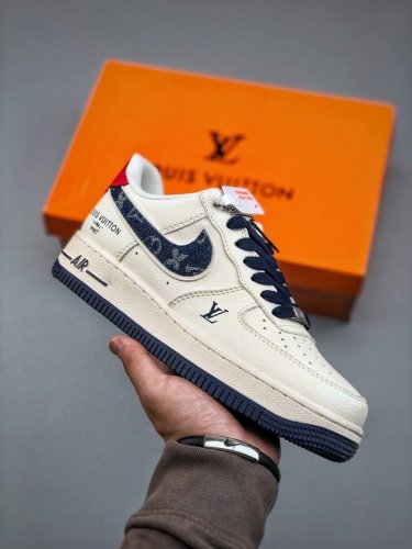 Nike Air Force 1 Low 07 X Louis Vuitton 白蓝红原楦头原纸板 打造纯正低帮空军版型专注外贸渠道 全掌内置蜂窝气垫 原盒配件