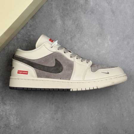 本地290 核心私 Air Jordan 1 Low Aj1 乔1 Supreme联名-双拼米灰底 高端定制 低帮复古篮球鞋 #定制鞋盒 大厂纯原品质出货 超高 - 点击图像关闭