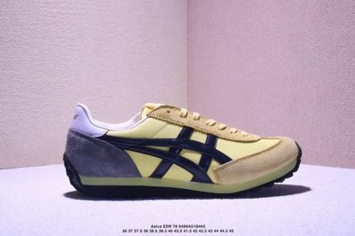 Asics 亚瑟士 采用软质荔枝纹牛培皮鞋面材质，配置Ortholite鞋垫，轻质Eva缓震组合耐磨橡胶外底日产经典老牌-鬼塚虎 Onitsuka Tiger