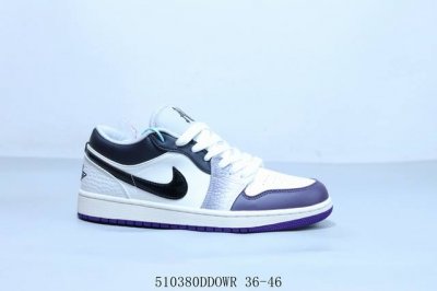 乔丹Air Jordan 1 Low Aj1 乔1低帮复古文化休闲运动篮球鞋 白紫 货号 Hv8239- 510380Ddowr 36-46